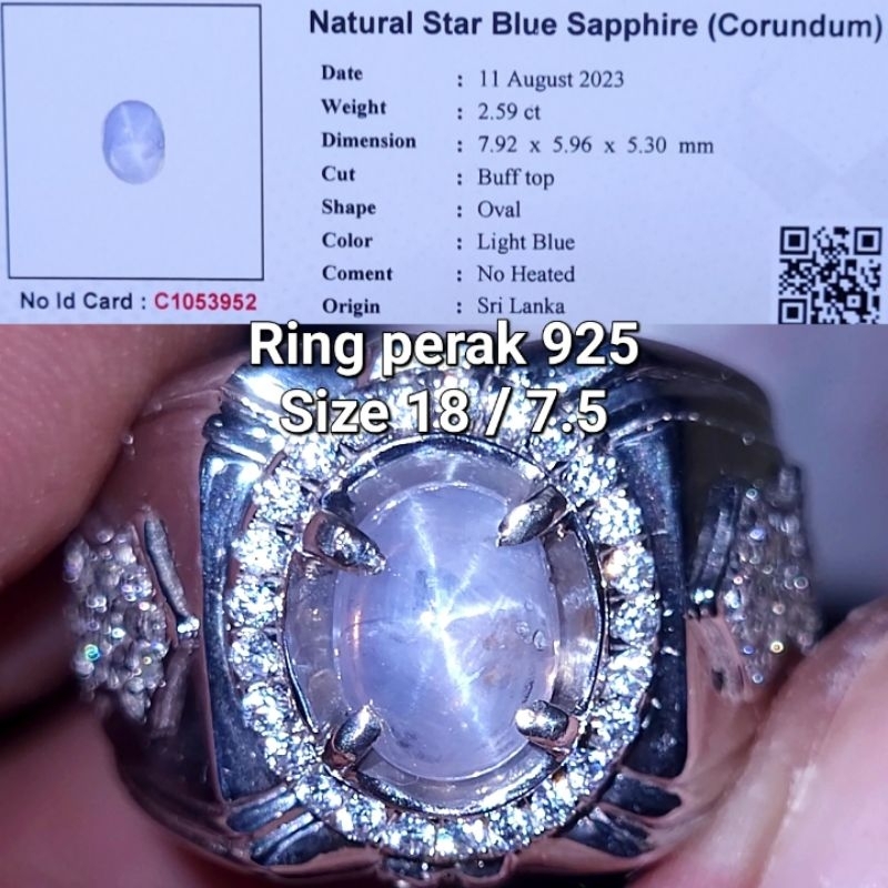 Batu light blue sapphire star natural ceylon safir srilanka