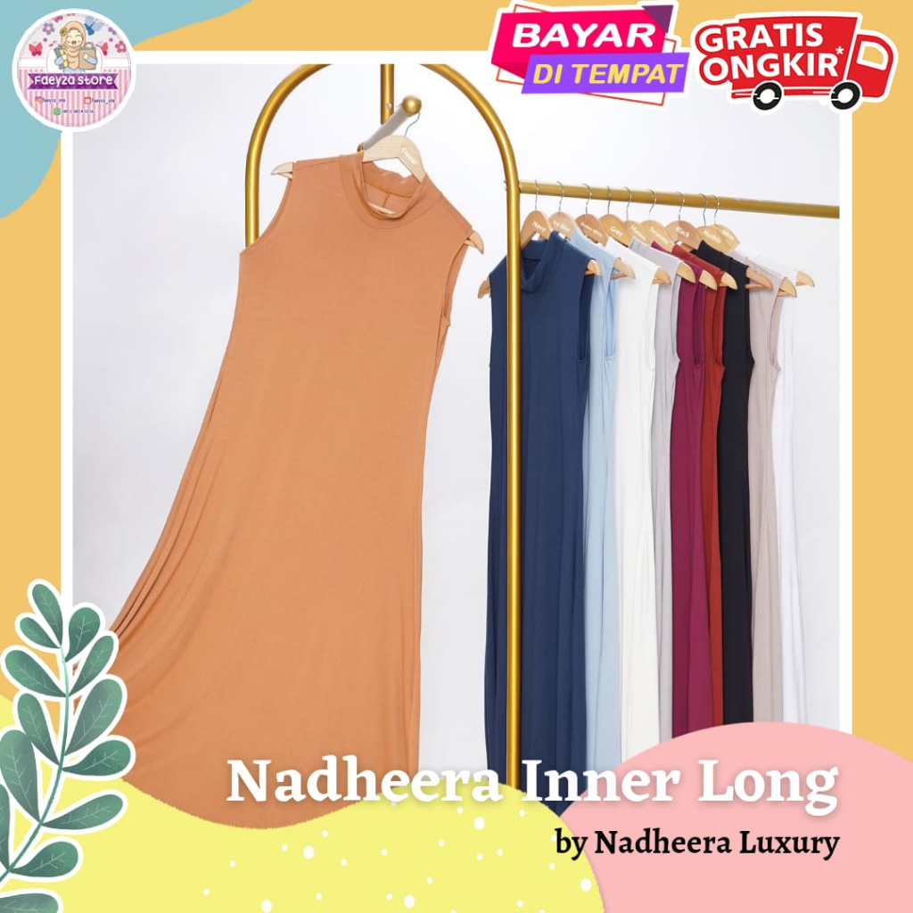 SPECIAL PRICE  Nadheera Long Inner ORI by Nadheera Luxury Inner Dress Tanpa Lengan Manset Baju Cotto