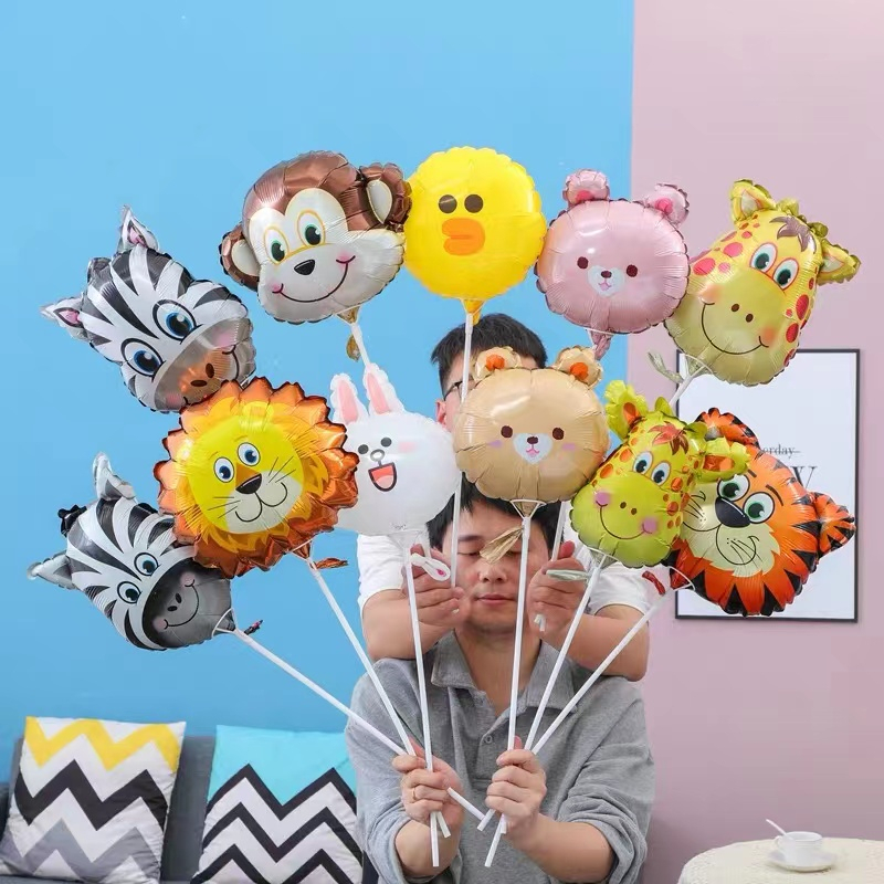 Balon Foil Karakter Mini Animal Gajah Bebek Sapi Rabbit Lebah Domba Monkey kartun