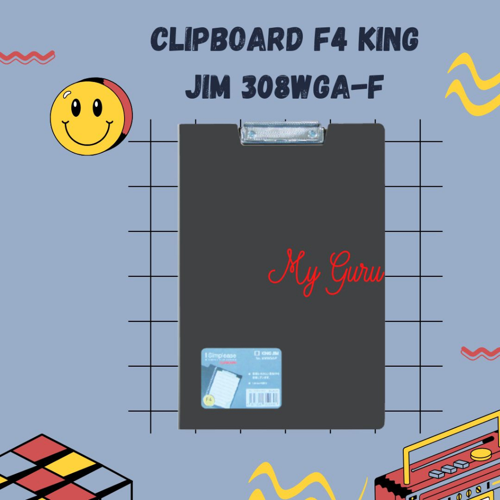 

[PCS] CLIP BOARD F4 KING JIM 308WGA-F / CLIPBOARD / PAPAN DADA BLACK