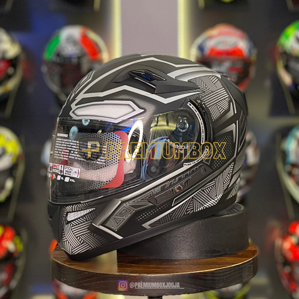 KYT K2 RIDER BLACK PANTHER Seri 1 - Black Silver / helm type marvel / helm kyt original 100%