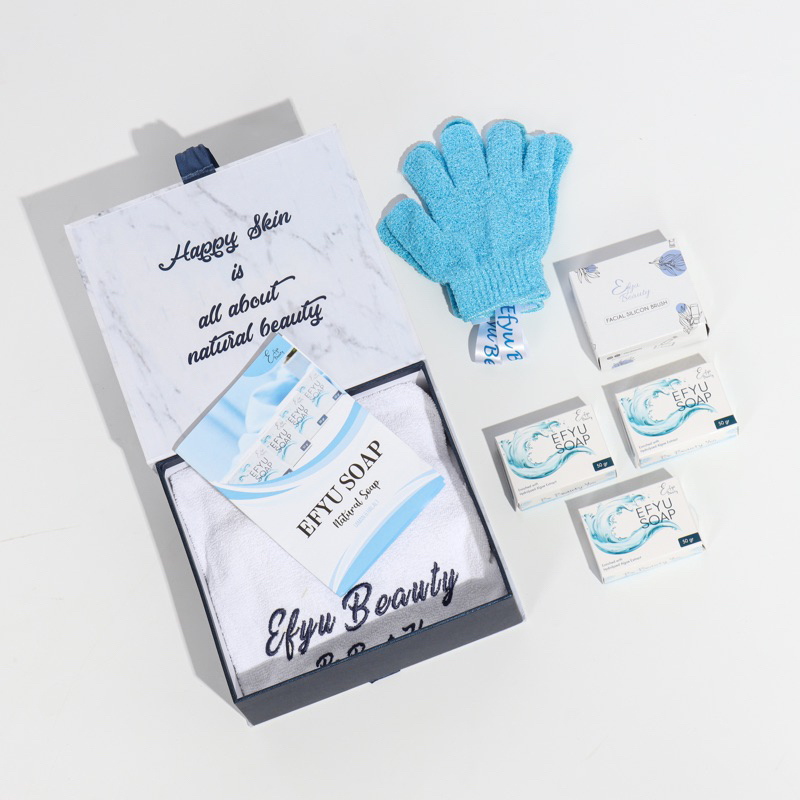 Paket Hampers Efyu Soap lengkap (3sabun+ handuk+ fSB + BS + box cantik)