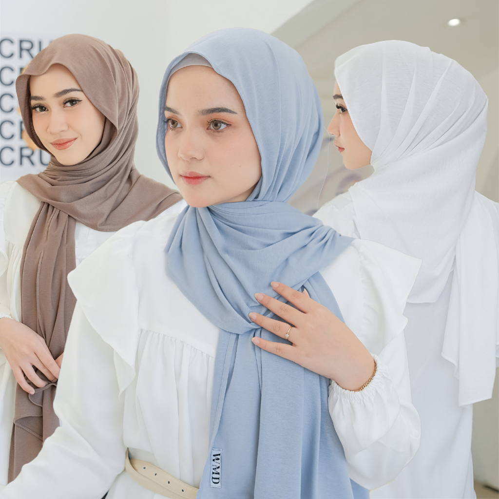 Pashmina Kaos Jersey Kerudung Premium Pasmina Jilbab Hijab Phasmine Panjang Oval Instant Instan Lang