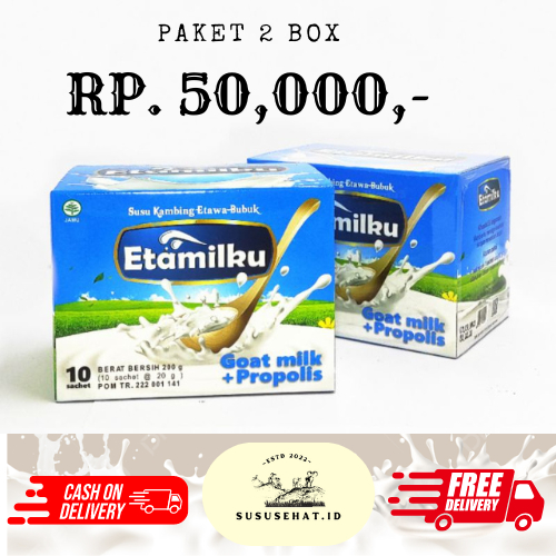 

[Paket 2 Box] Etamilku Goat Milk Plus Propolis isi 10 sachet | Original | BPOM