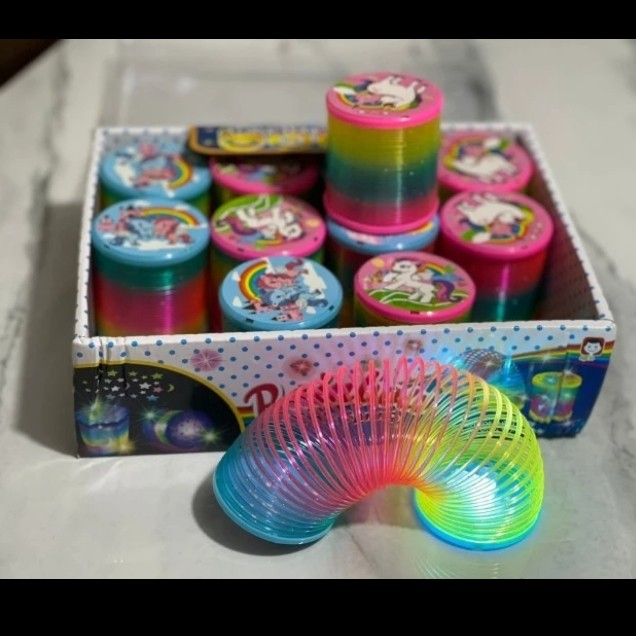 Rainbow Magic Spring Light Mainan Plastic Magic Spiral Rainbow LED