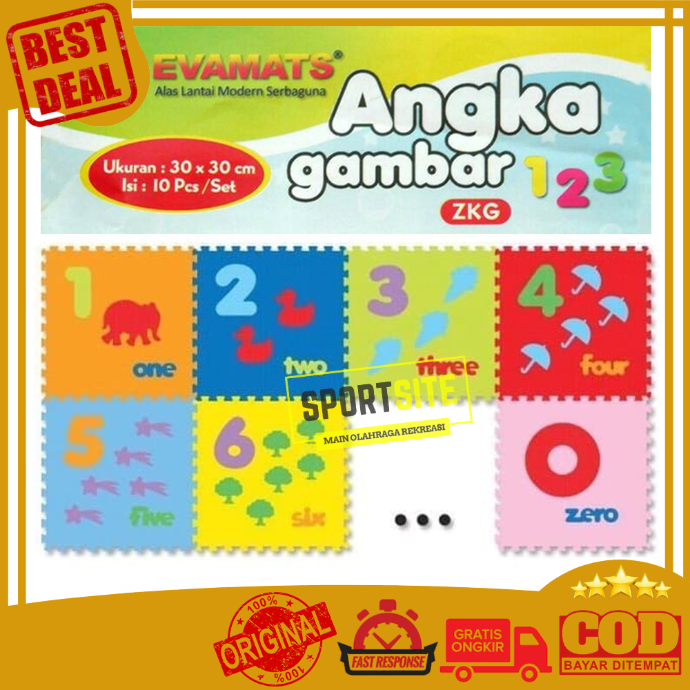 Evamat Angka Gambar Karpet Lantai Karet Puzzle Bongkar Pasang Mainan Edukasi Anak Berhitung Edukatif
