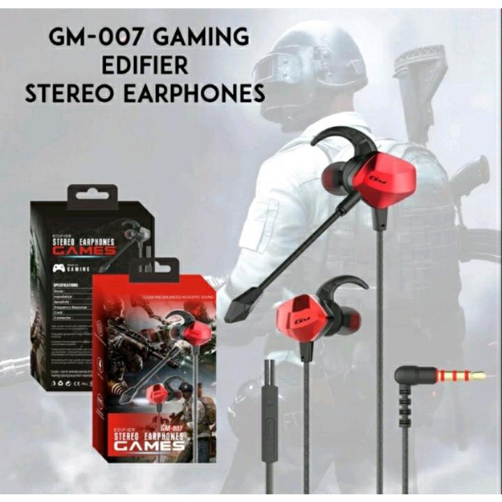 HEADSET GAMING WIRED EARPHONE EDIFIER GM-007 / GM007 DUAL DRIVERS PS4,XBOX,PC,LAPTOP,KOMPUTER