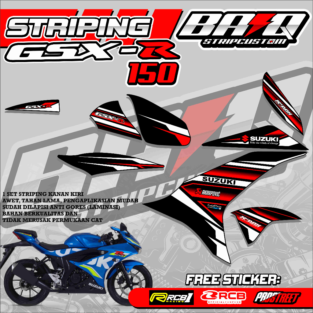 STICKER STRIPING GSX-R 150 - STRIPING GSX-R 150 PREMIUM GRAFIK 06