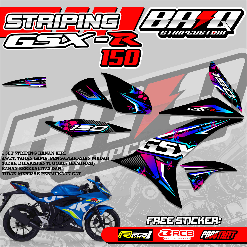 STICKER STRIPING GSX-R 150 - STRIPING GSX-R 150 PREMIUM GRAFIK 07
