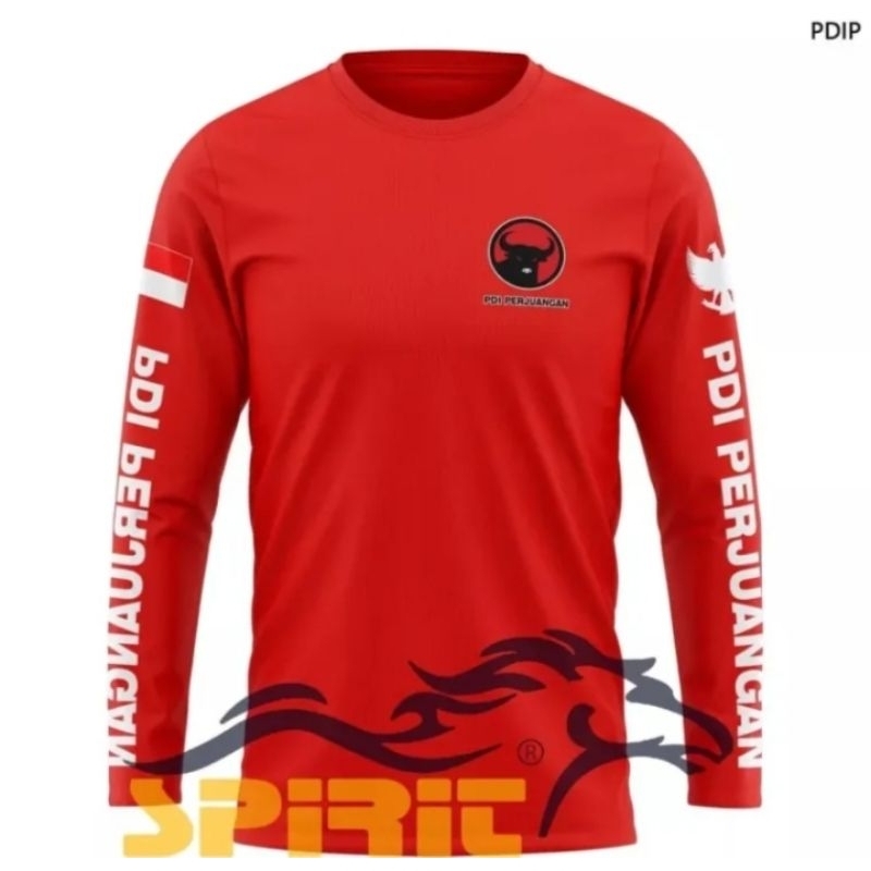 KAOS BAJU PDI PERJUANGAN LENGAN PANJANG BAHAN DISTRO HIGH QUALITY CUTTON ADEM ASLI 100% KEREN