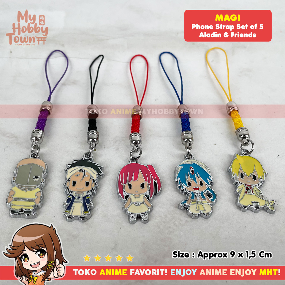 Gantungan HP Anime Charm Set Of 5 Magi Aladdin Sinbad Alibaba Judal