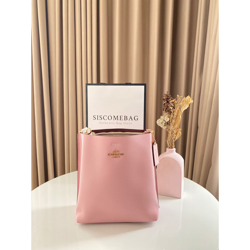 Coach signature interior mollie bucket 22 powder pink light khaki