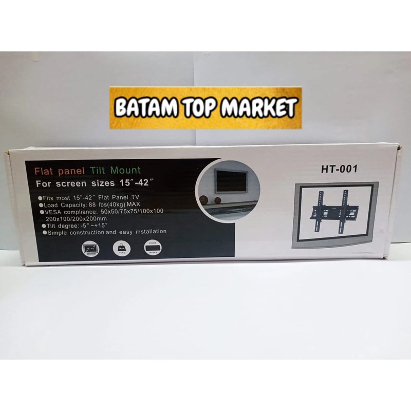 BRACKET TV DINDING FLAT PANEL UK 15" 24" 32" 40" 42" INCH [ BATAM ]