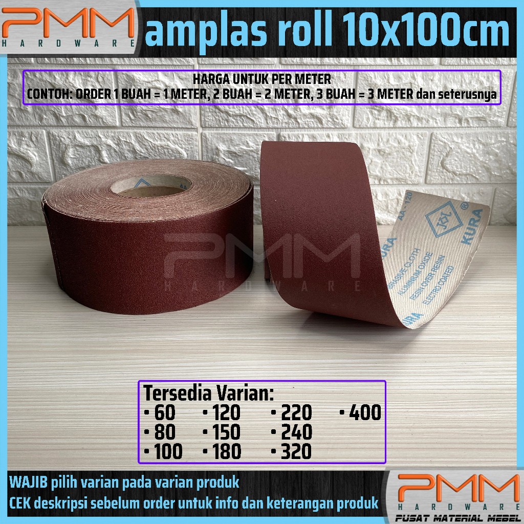 amplas roll (10x100cm) | grate pasir rol meteran kertas kain sanding