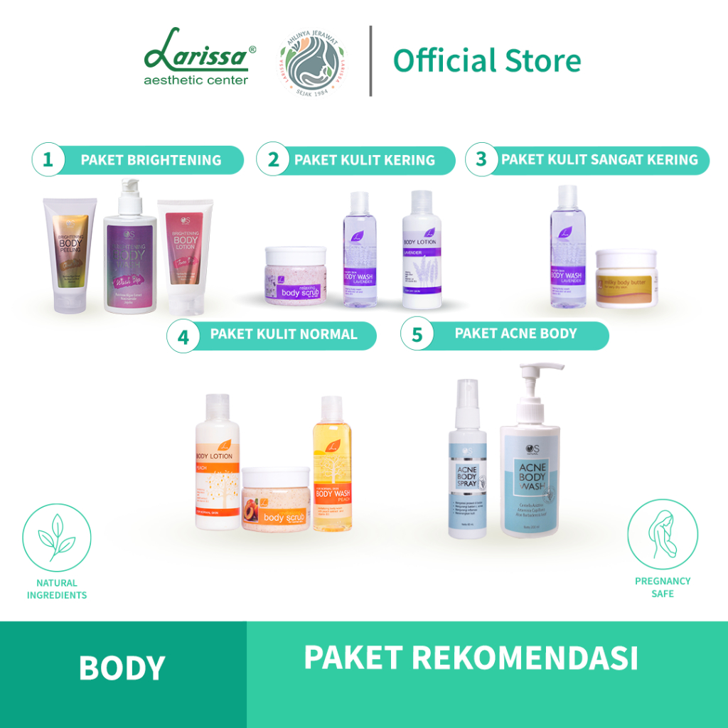 Larissa Paket Body Care | Brightening Dry Dkin Normal Skin Acne Body Care