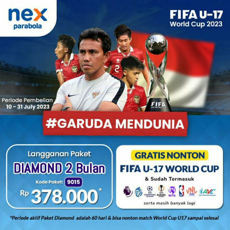 Paket Nex Parabola Diamond 2 Bulan Gratis Paket Piala Dunia U17 Indonesia