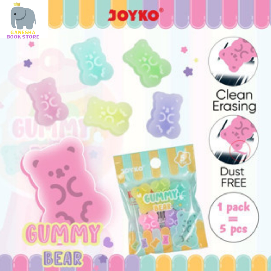 

Penghapus Eraser Joyko ERT-136 Gummy Bear 1 Pack 5 Pcs