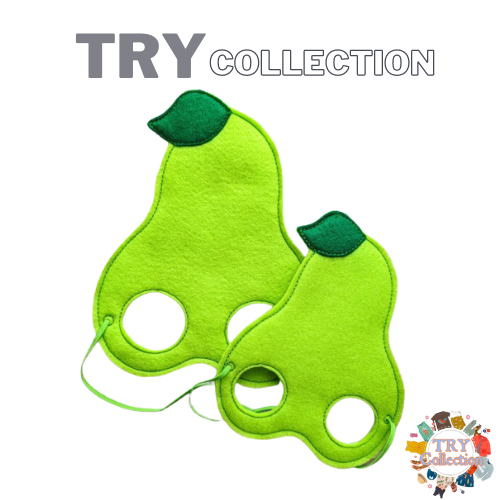 [TRY COLLECTION] Topeng Mask Desain Buah Alpukat Bahan Kain Flanel SKU : TM-BUAH-ALPUKAT