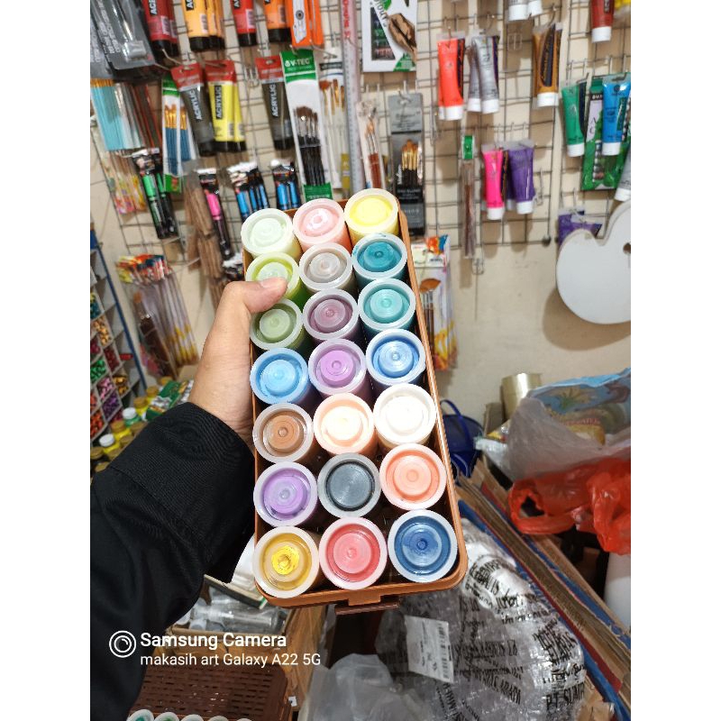 CAT MOWILEK BOX SIAP PAKE ISI 21 WARNA, CAT LUKIS, CAT KALIGRAFI, CAT SERBAGUNA