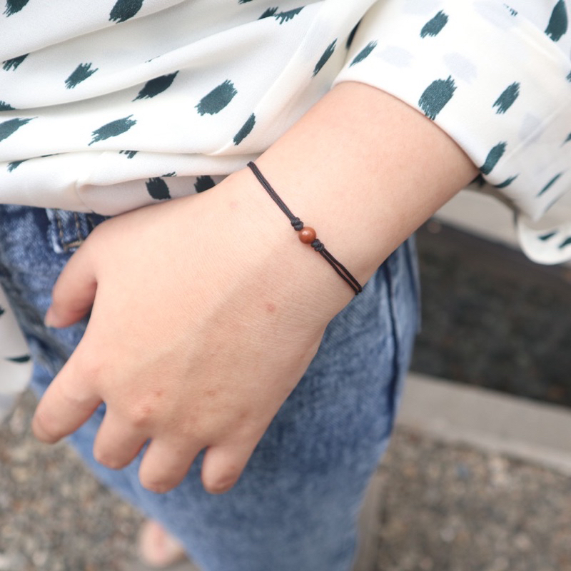 Gelang Tali Kayu Vintage Wood Double Slide Core  Simple  Cocok Untuk Couple Gelang Pria & Wanita