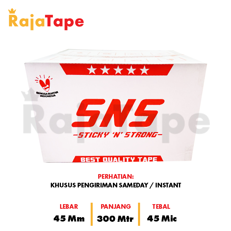 

(1 Karton) Lakban Bening / Coklat 500 Yard / 300 Meter x 45 Mm x 45 Mic Sticky N Strong (SNS)