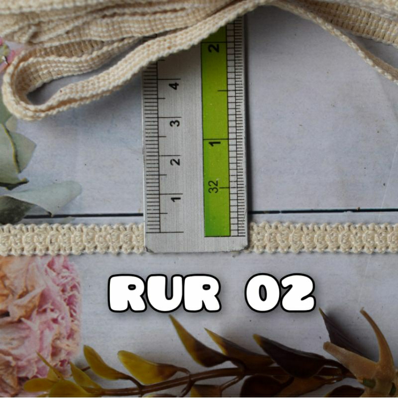 per rol 15 yard renda rajut katun warna krem lebar 1 cm