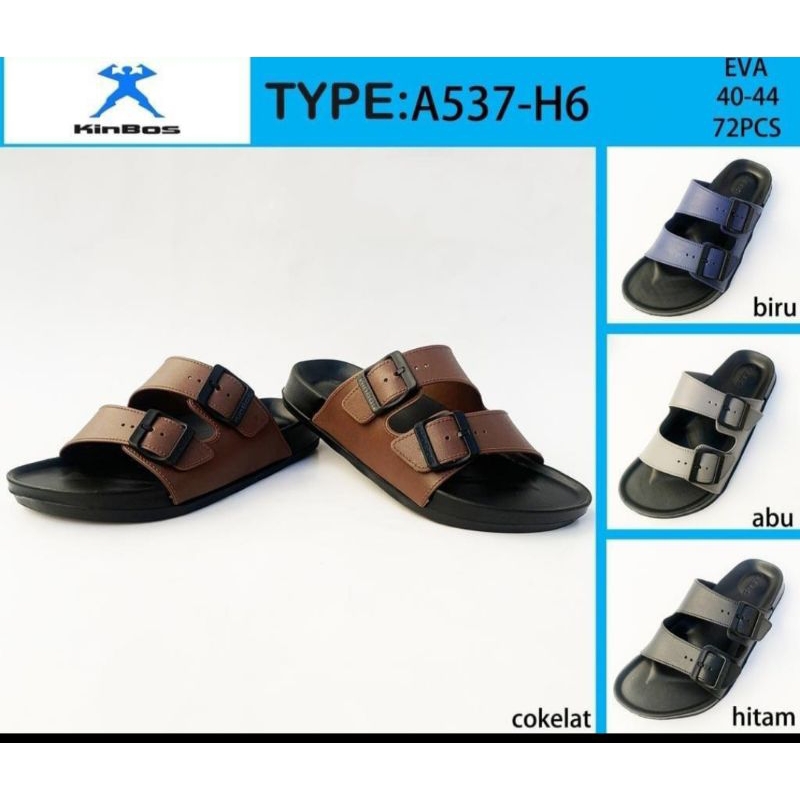 537-H6 Sandal Selop Ban Dua Gesper Pria Fashion Terbaru Kinbos