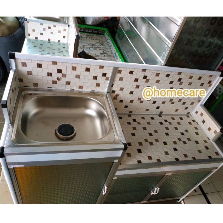 Meja / Rak Kompor Tingkat Tinggi Tiang Warna - Bawah Keramik 3 Pintu