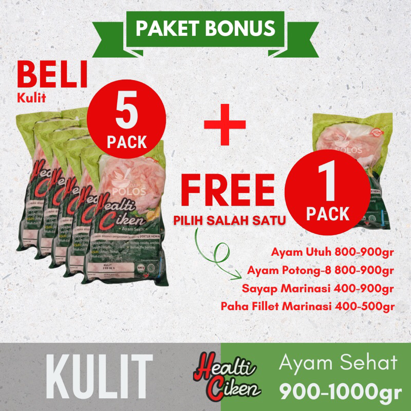 

Paket 5 pack Kulit Ayam Sehat Herbal Probiotik Halal 900-1000gr