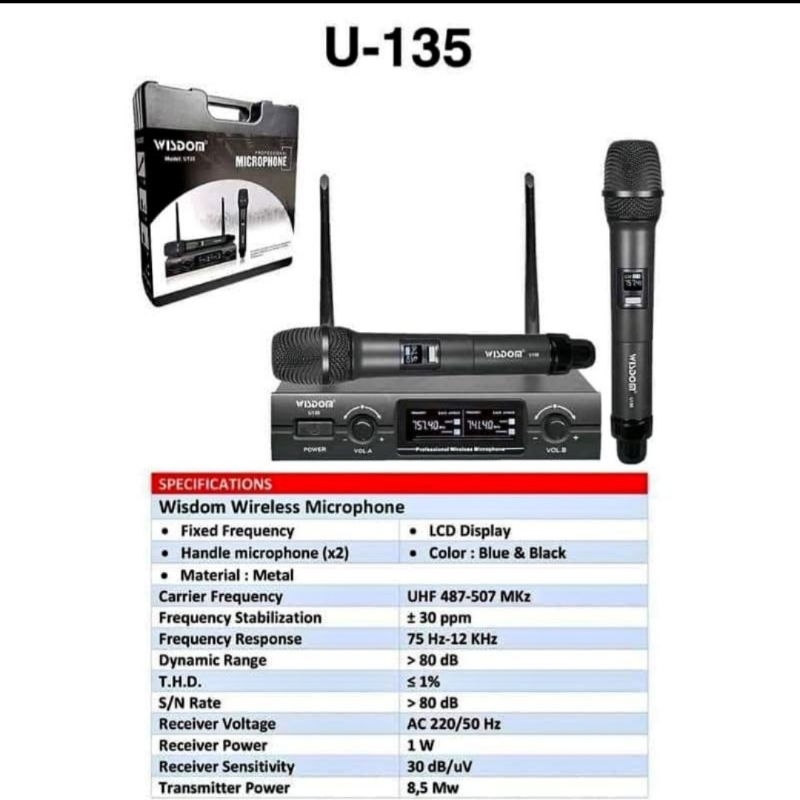 MIC WIRELES WISDOM U135 ORIGINAL GARANSI RESMI MICROPHONE WISDOM U 135