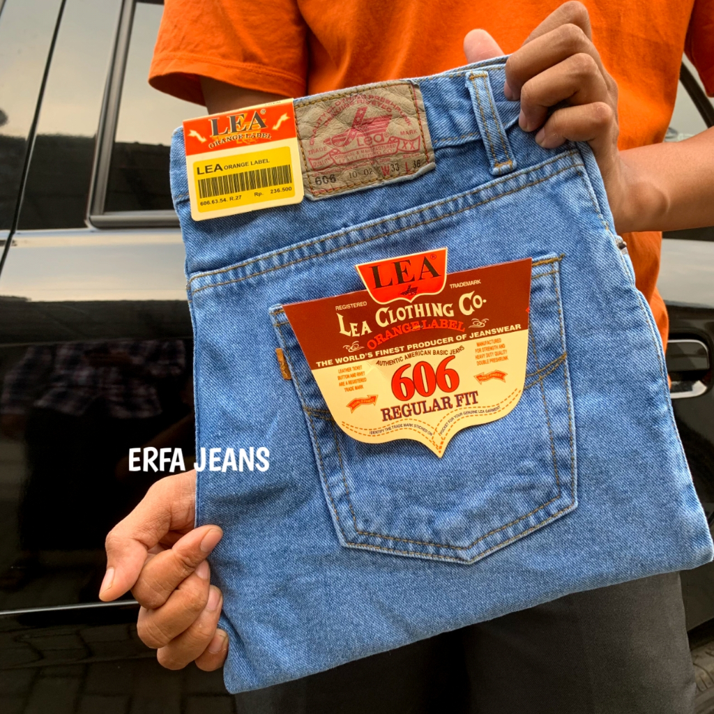 Celana Jeans Pria Lea 606 Panjang Model Standar Reguler Bahan Jeans Denim Warna Abu Abu Nayaman Di P