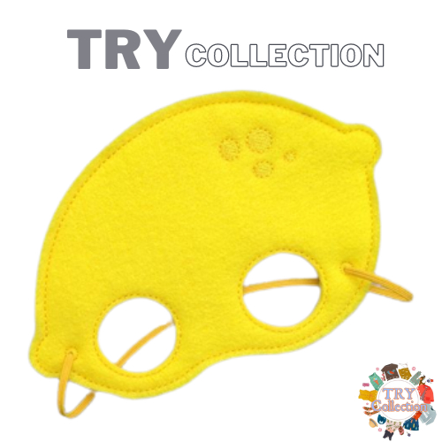 [TRY COLLECTION] Topeng Mask Desain Buah Lemon Bahan Kain Flanel SKU : TM-BUAH-LEMON