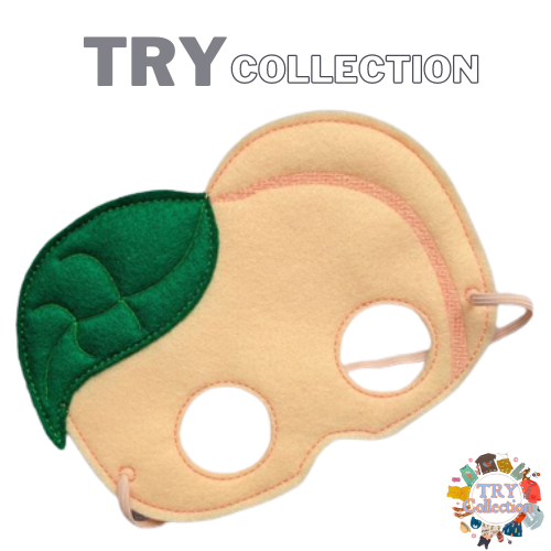 [TRY COLLECTION] Topeng Mask Desain Buah Persik Bahan Kain Flanel SKU : TM-BUAH-PERSIK