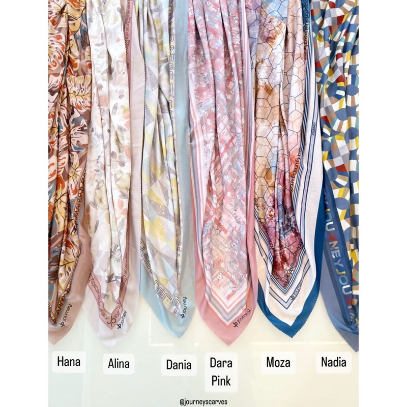 READY STOCK MOTIF TERBARU JOURNEY SCARVES ALINA MOZA DHATU REENA ESHA HANA DARA KEYA MITA DANIA NADI