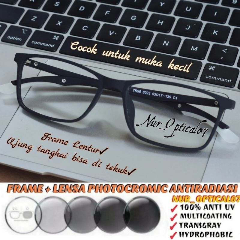 FRAME KOTAK TR90-8023 UNISEX(Gratis lensa minus)frame paket PHOTOCROMIC