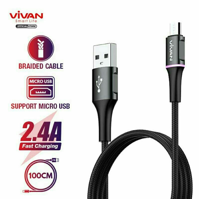 KABEL DATA VIVAN VDM100/VDM200 USB A TO MICRO CABLE/BATAM BERKAH ACCESORIES/VIVAN VDM100/VDM200 QUIN