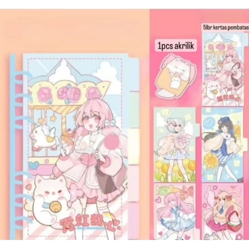 

Set lengkap Binder a6 / organizer / Note book A6 (80lbr kertas) / buku jurnal / buku diary
