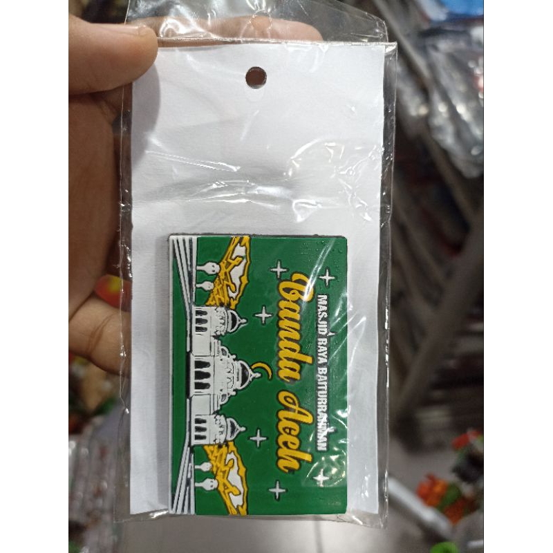 Magnet kulkas bahan rubber motif mesjid raya Baiturrahman Aceh / Tempelan kulkas magnet motif Mesjid
