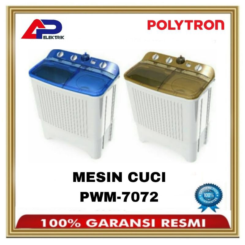 Mesin cuci 2tabung Polytron 7kg pwm7072 twintube
