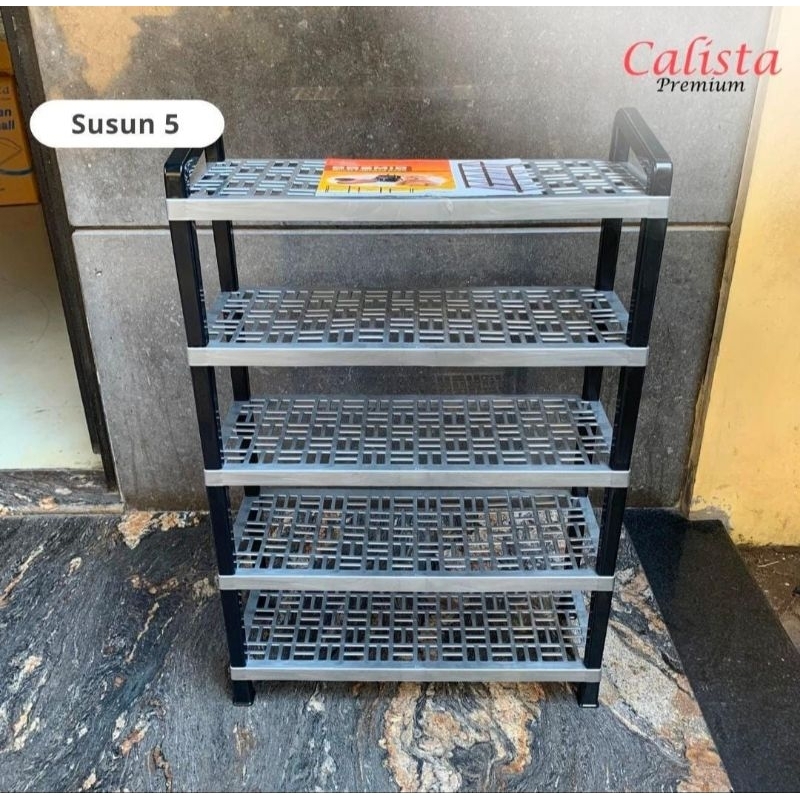 Rak Sepatu Sandal PLASTIK CALISTA PREMIUM/ Rak susun 4 Susun 5 Plastik Tebal