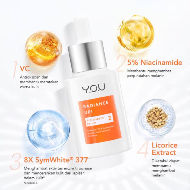 You Radiance Up Serum KEMASAN BARU( serum flek, bekas jerawat, kulit kusam) by you beauty