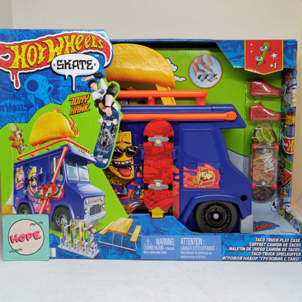 Hot Wheels Skate Tony Hawk Taco Truck Play Case Tech Deck Fingerboard