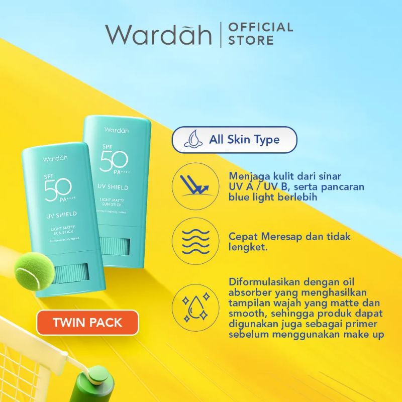 Wardah UV shield sunscreen spf 50 PA +++ Light matte sun stik