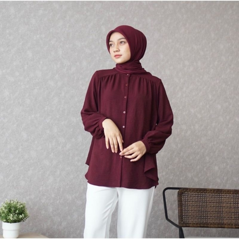 Kemeja Wanita Blouse Alina Crinkle Polos