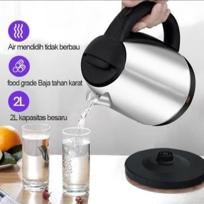 Teko Listrik 2 Liter Stainless Scarlett Otomatis Ceret Ketel Listrik
