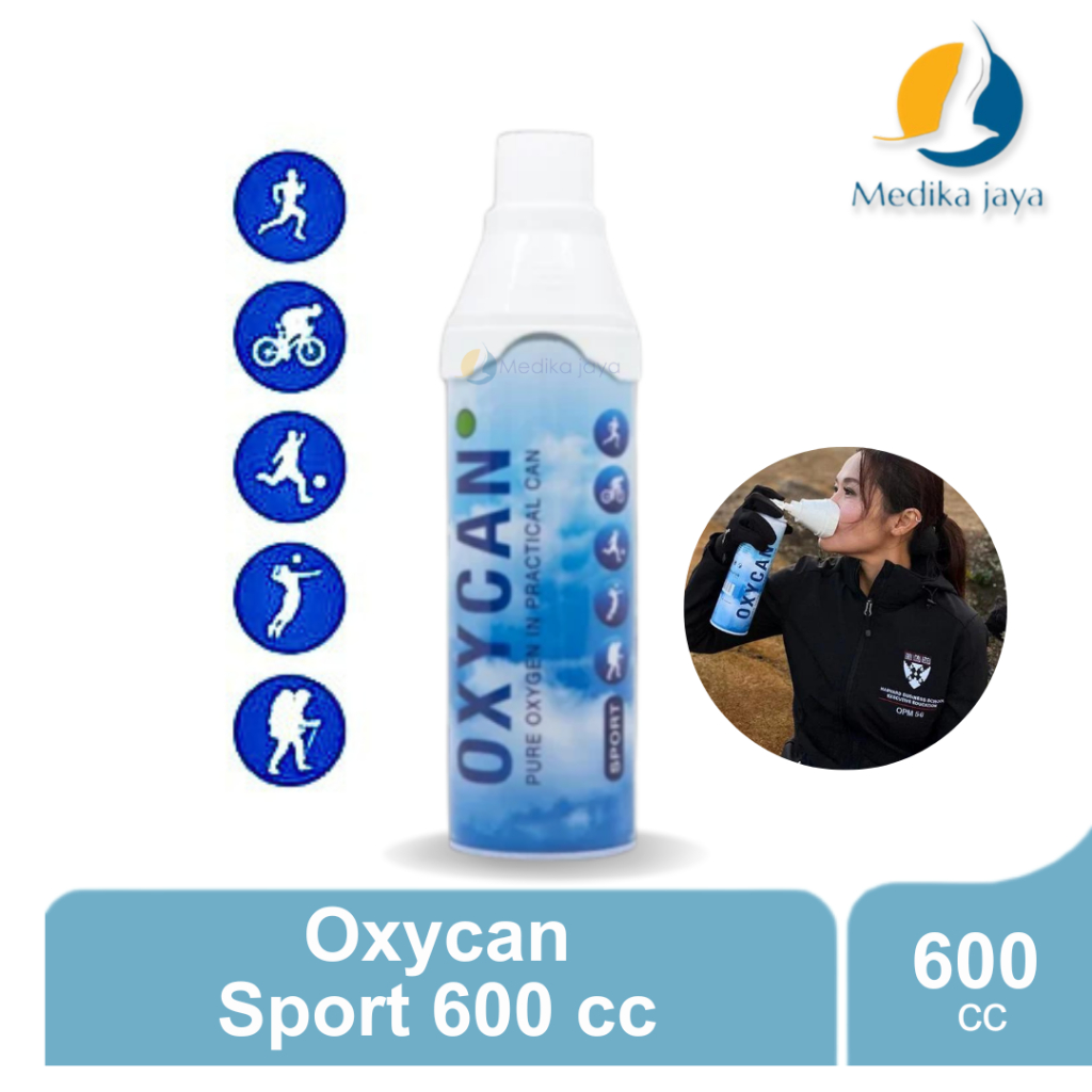 Oxycan Sport 600 cc (Botol Biru) Oxygen / Oksigen Portable / Alat Pertolongan Pertama Pertama Asma /