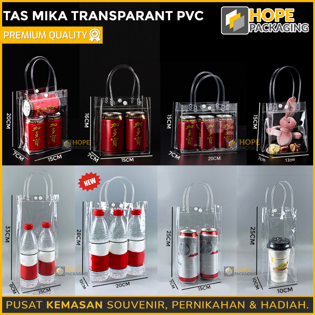 

Tas Mika Transparant PVC Polos Goodiebag snack Hampers Souvenir Ulang Tahun Transparant Bening Murah
