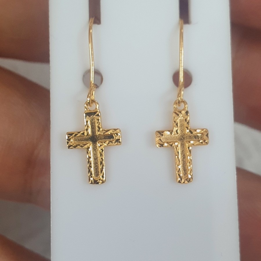 anting kawatan model salib tanpa mata variasi emas 70% 700 70 % 16k