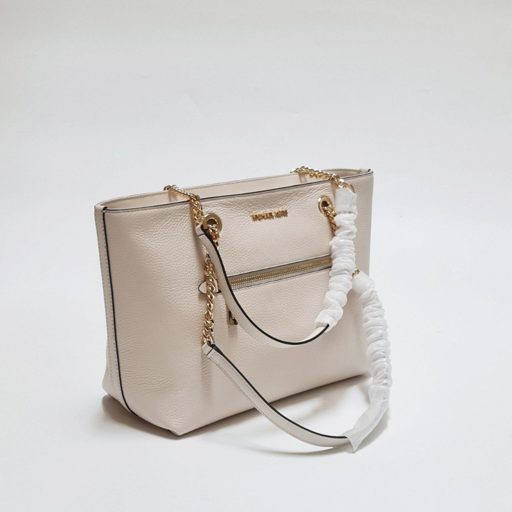 Michael Kors - jet set chain medium zipper - tote optic - white