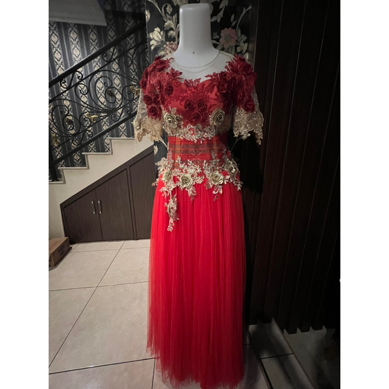 Baju Pesta/ Dress mewah elegan kombinasi songket